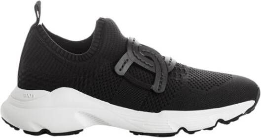 TOD'S Mesh en Grosgrain Ketting Sneakers Black Dames