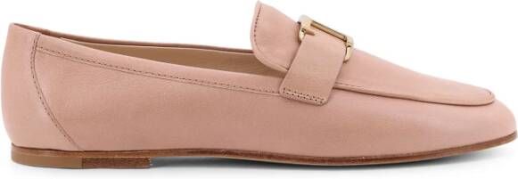 TOD'S Metalen Detail Leren Loafer Beige Dames