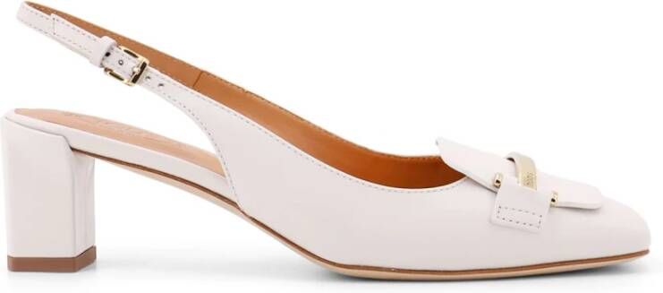 TOD'S Metalen Detail Leren Slingback Hakken Beige Dames