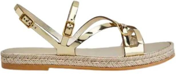 TOD'S Metallic Spiegeleffect Leren Sandaal Yellow Dames