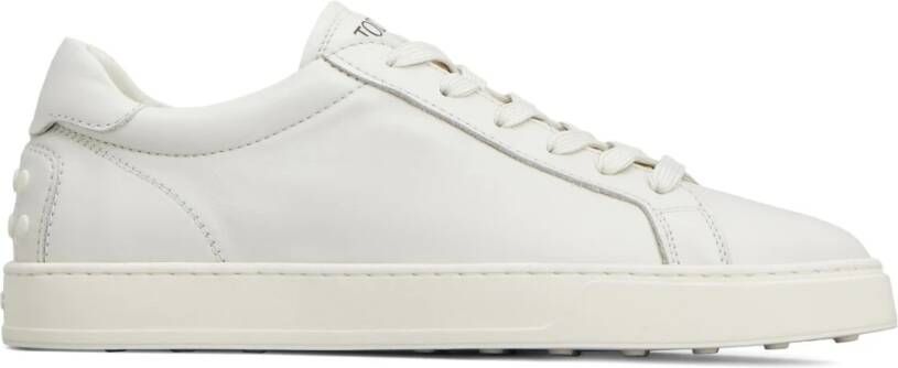 TOD'S Minimalistische Witte Leren Sneakers White Heren