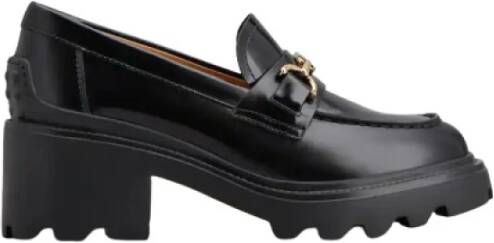 TOD'S Mocassins van geborsteld kalfsleer met T-Clamp accessoire Black Dames