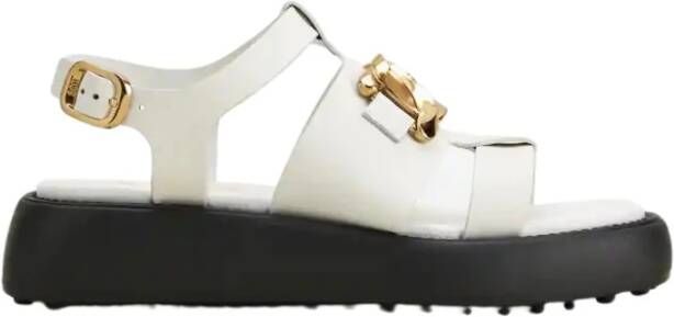 TOD'S Mode Leren Sandaal Wit White Dames