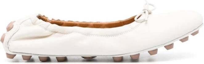 TOD'S Moderne Bow Detail Ballerina White Dames