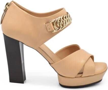 TOD'S Nude Leren Hoge Hak Sandalen Beige Dames