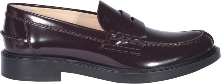 TOD'S Plat Schoenen Bordeaux Slipper Red Dames