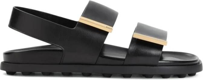 TOD'S Platte Dubbele Riem Sandaal Black Dames