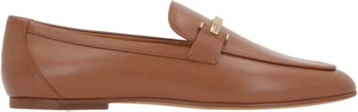 TOD'S Platte leren mocassinschoenen Brown Dames