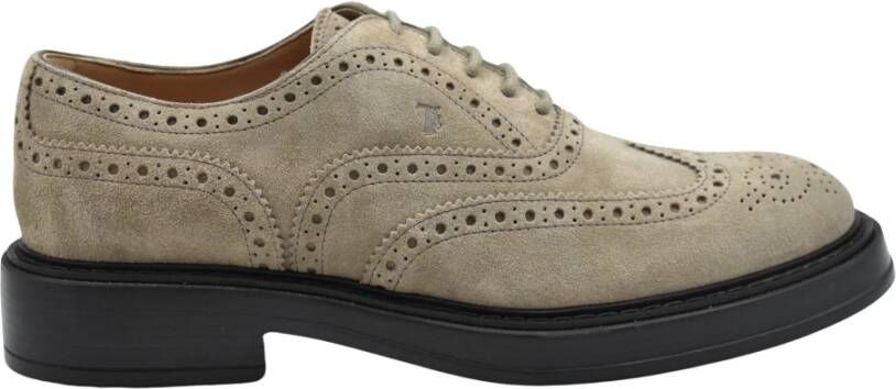 TOD'S Platte Schoenen met Suède Details Beige Heren