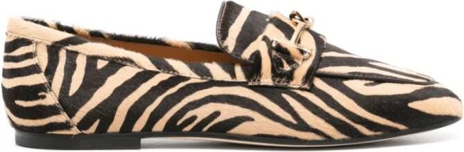 TOD'S Platte schoenen met tijgerprint detail Beige Dames