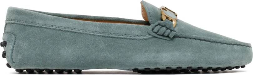 TOD'S Gommino Suede Moccasin met T Chain Blue Dames