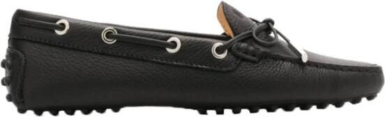 TOD'S Platte Schoenen Zwarte Leren Gommino Veterschoenen Black Dames