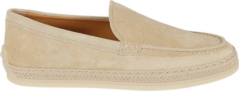 TOD'S Rafia Moccasin Platte Schoenen Beige Dames