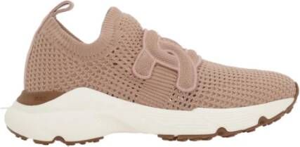 TOD'S Roze Slip-On Sneakers met Ketting Patch Beige Dames