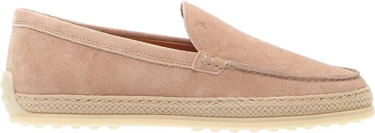 TOD'S Roze Suède Pantoffel met Raffia Detail Pink Dames