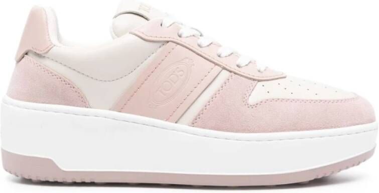 TOD'S Roze Suède Sneakers Pink Dames