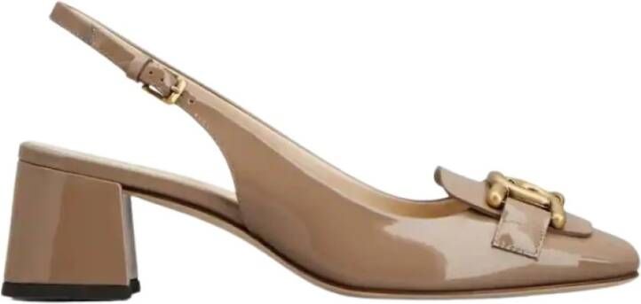 TOD'S Slingback Pumps met vierkante neus Beige Dames