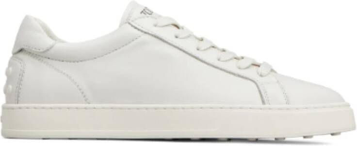 TOD'S Witte Leren Sneakers met Stud Detail White Heren