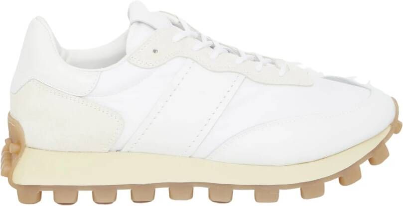 TOD'S Witte Leren Sneakers met Rubberen Pebble Zool White Heren