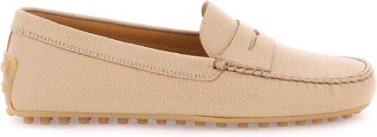 TOD'S Stad gommino leren loafers Beige Dames