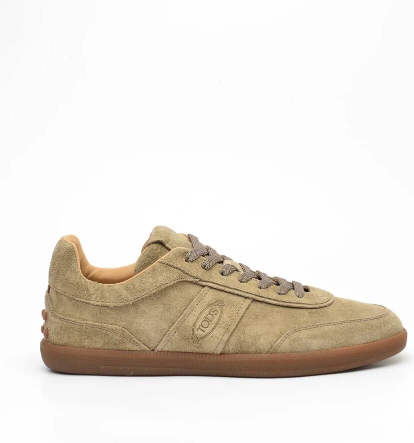 TOD'S Stijlvolle Beige Suède Sneakers Beige Heren