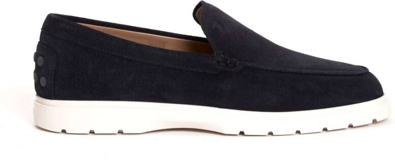 TOD'S Stijlvolle Blauwe Suède Mocassins Black Heren