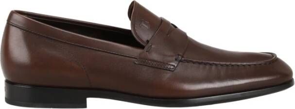 TOD'S Stijlvolle Bruine Suède Loafers met Penny Bar Brown Heren