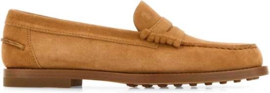 TOD'S Stijlvolle Camel Suede Loafers Brown Dames