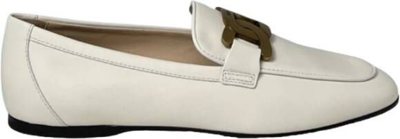 TOD'S Stijlvolle en comfortabele Mocassins met kettingringdetail White Dames