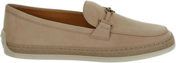 TOD'S Stijlvolle Leren Platte Schoenen Beige Dames