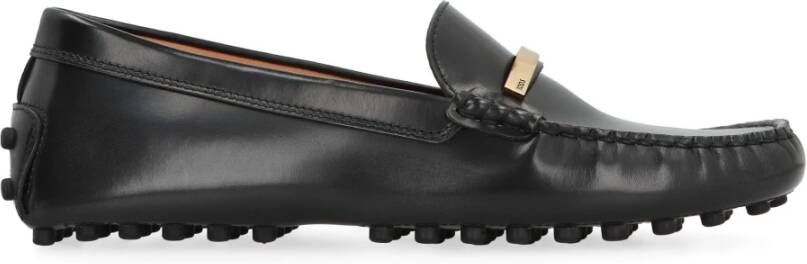 TOD'S Loafers van geborsteld leer met gouden ketting Black Dames