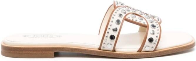 TOD'S Studded Leren Sandalen White Dames