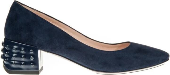 TOD'S Suede Decolleté met Metalen Applicaties Blue Dames