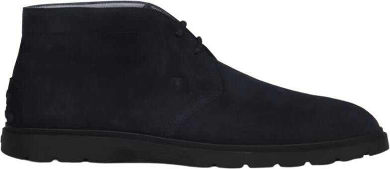 TOD'S Suede Desert Boots met Rubber Kiezels Blauw Heren