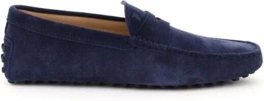 TOD'S Suède Driver Loafers met Penny Bar Blue Heren