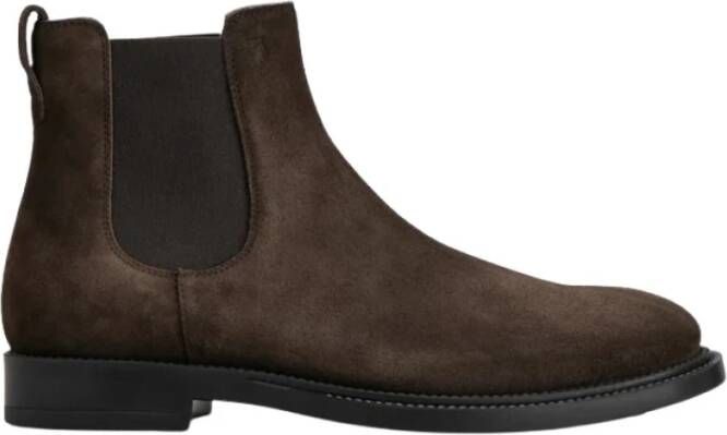 TOD'S Suède Enkellaarzen met Monogram Brown Heren