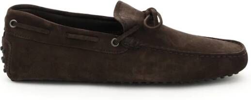 TOD'S Suède Gommino Loafers met Veters Brown Heren