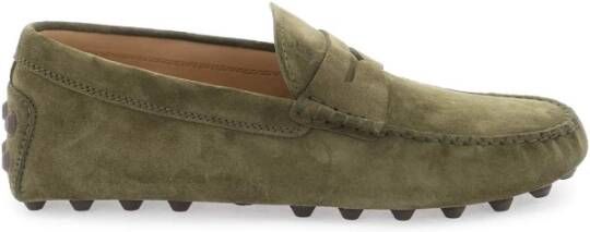 TOD'S Suède Leren Logo Loafers Green Heren