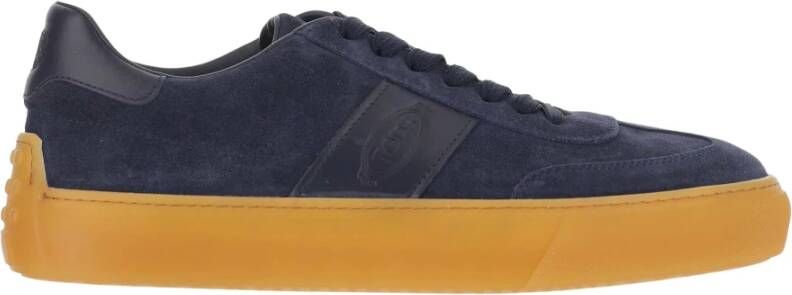 TOD'S Blauwe Suède Sneakers met Leren Inzetstukken Blue Heren