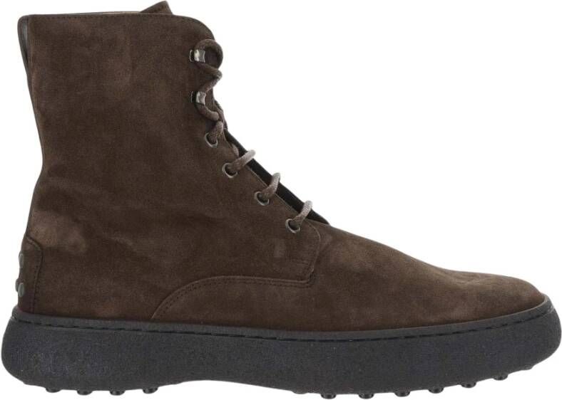 TOD'S Suède Leren Veterschoen Brown Heren