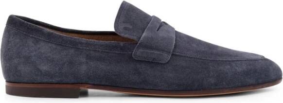 TOD'S Suède Loafer met Rubberen Hak Blue Heren