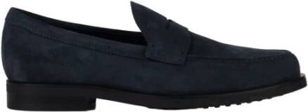 TOD'S Suède Loafers met Pebble Detailing Blue Heren