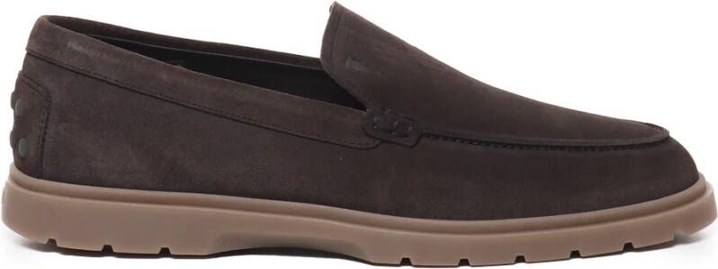 TOD'S Suede Loafers met Rubber Noppen Brown Heren