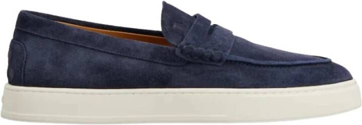 TOD'S Suède Mocassin met Handstiksel Blue Heren