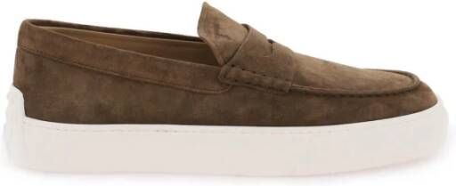 TOD'S Suede Mocassins met Monogram Brown Heren