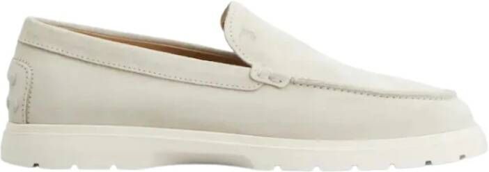 TOD'S Suède Slip-On Mocassins met Monogram White Heren