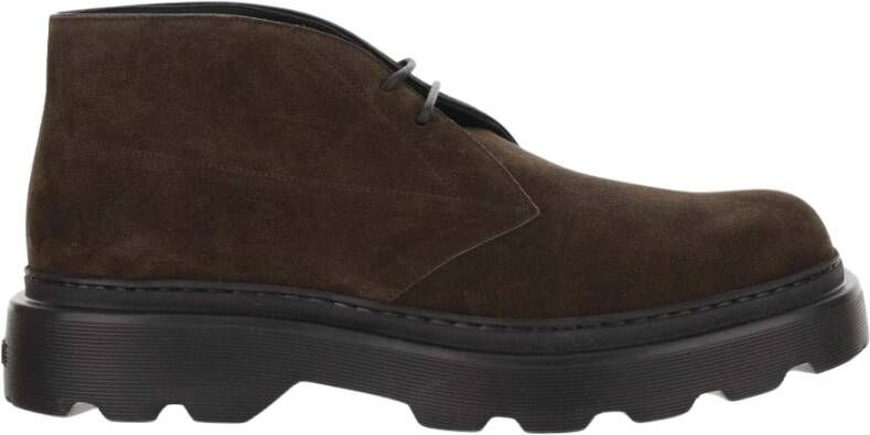 TOD'S Suède Veterschoenen Enkellaarsjes Bruin Brown Heren