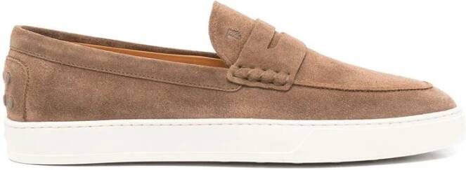 TOD'S Taupe Leren Penny Slot Moc Schoenen Brown Heren