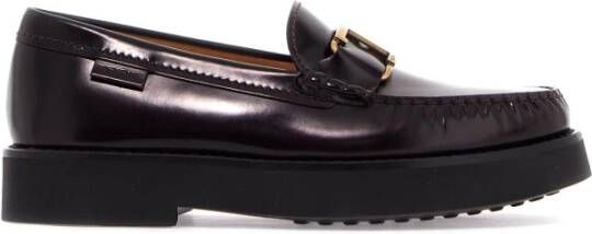 TOD'S Tijdloze leren loafers met T-gesp Red Dames