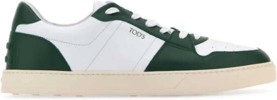 TOD'S Tweekleurige Leren Sneakers Green Heren